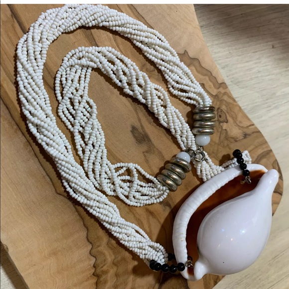 Vintage Cowry Sea Shell And Bead Necklace Bohemian - Picture 4 of 4